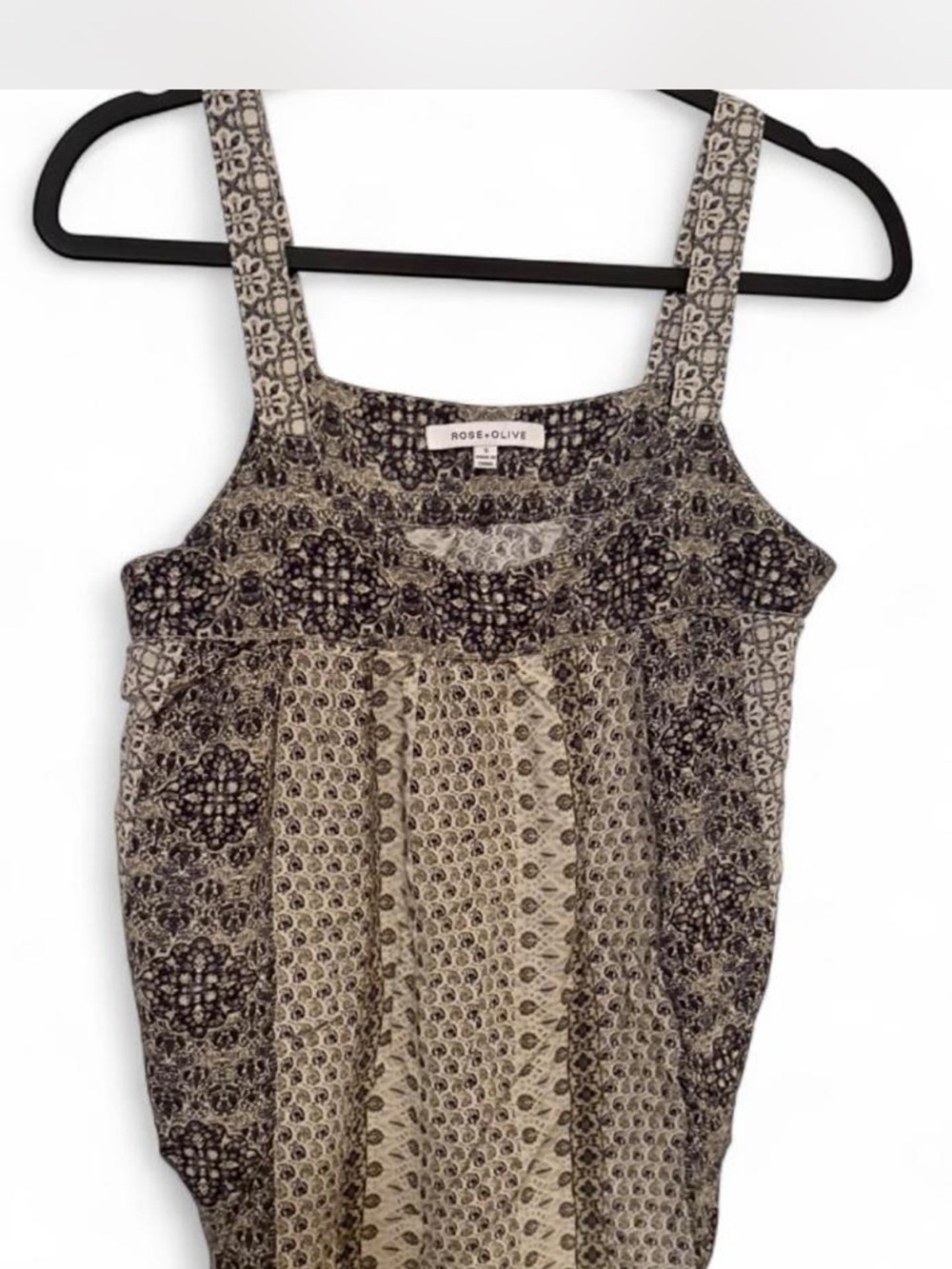 Rose & Olive Beige, Green and Black Printed Tank Top - Picture 2 of 7